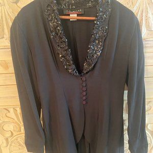 Stunning Mint Condition Vintage JR Nites Black Sequin Cocktail Tuxedo Jacket 5/6